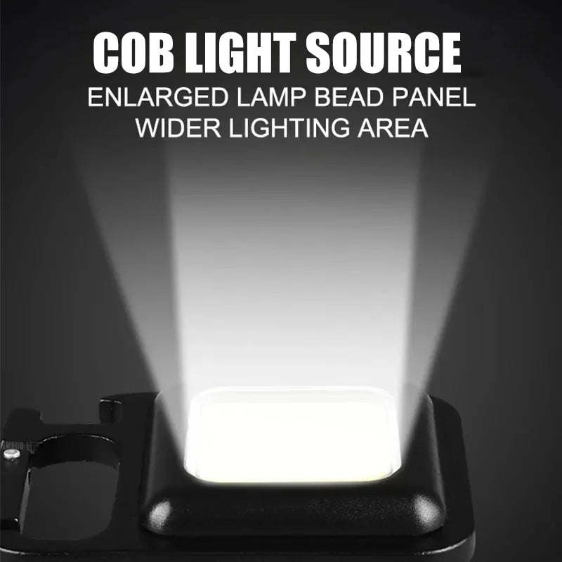 LED Flashlight Super Bright 1500LM Folding Bracket Bright EDC Keychain USB Rechargeable Waterproof Light Outdoor Camping Tools