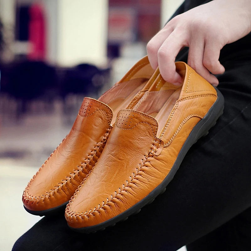 Genuine Leather Men Shoes Casual Italian Mens Loafers Moccasins Luxury Brand Formal Slip on Male Boat Shoes Zapatos De Hombre