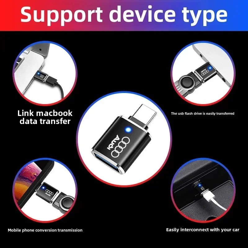 1/2 pièces pour Audi A1 A3 A4 A5 A6 S3 S7 S8 R8 Q2 Q3 Q5 Q7 Q8 SQ5 dédié voiture convertisseur Type-C adaptateur de charge USB