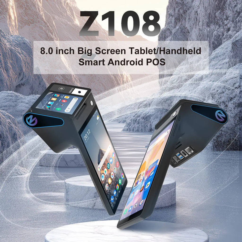 Z108 Android 14 Dual-Screen Desktop Tablet Cash Register with 8" Touch Display NFC Scanner 58/80mm Thermal Printer POS Terminal