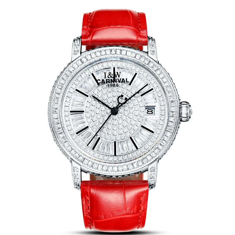 Switzerland I&W CARNIVAL Luxury Brand Full Diamond MIYOTA Automatic Mechanical Sapphire Women's Watches Waterproof Clock C86905G
