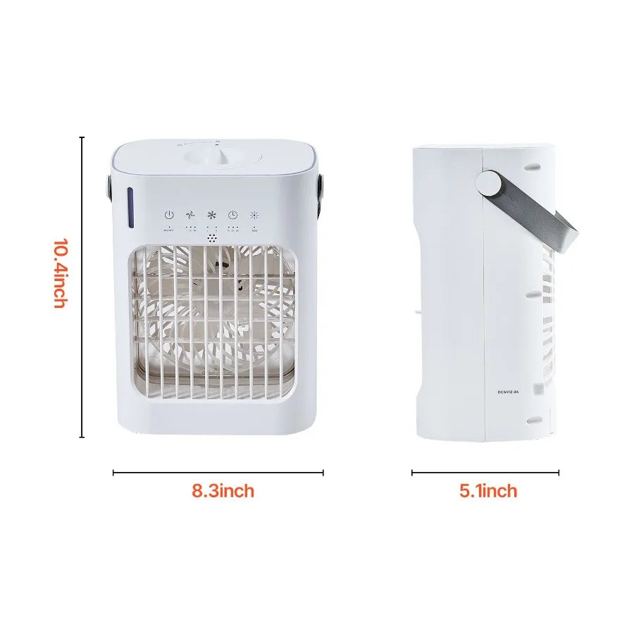 Portable Air Conditioner, 4-in-1 Evaporative Air Cooler, 3-Speed Mini Air Conditioner with 0-7H Smart Timer, 700ml Water Tank,