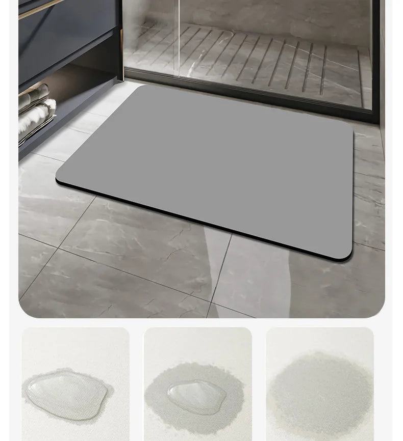 Absorbent and anti slip floor pad, Diatomaceous earth foot pad, quick drying bathroom door, toilet, bathroom use