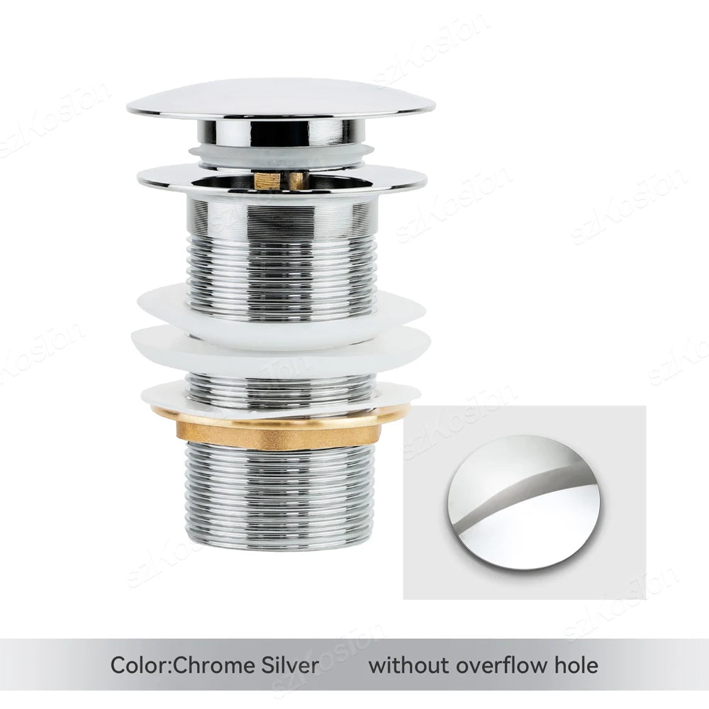 Bathroom Basin Sink Brass Pop Up Drain Waste Stoppers With or Without Overflow Hole Washbasin Bathroom Faucet Accessories