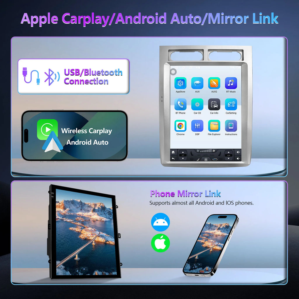 For Ford Expedition 2007-2013 12.1Inch Car Stereo Wireless CarPlay Android Auto Built In GPS Navigation Bluetooth 4G WiFi Mirror