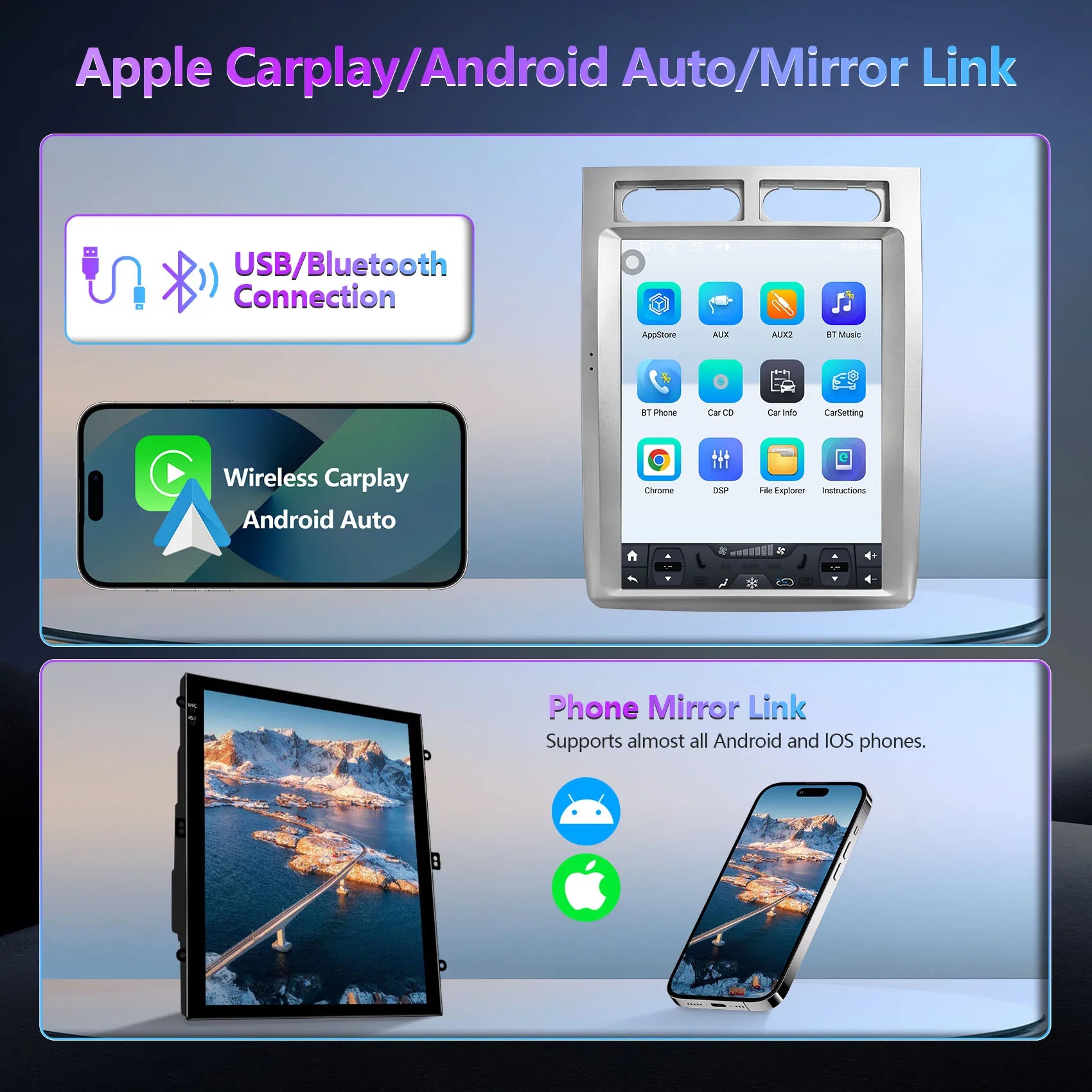 For Ford Expedition 2007-2013 12.1Inch Car Stereo Wireless CarPlay Android Auto Built In GPS Navigation Bluetooth 4G WiFi Mirror