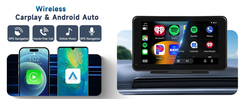 Universal Portable IPS 7inches android auto Apple CarPlay Car Radio Video Mp5 Wireless Carplay Screen for IOS Android