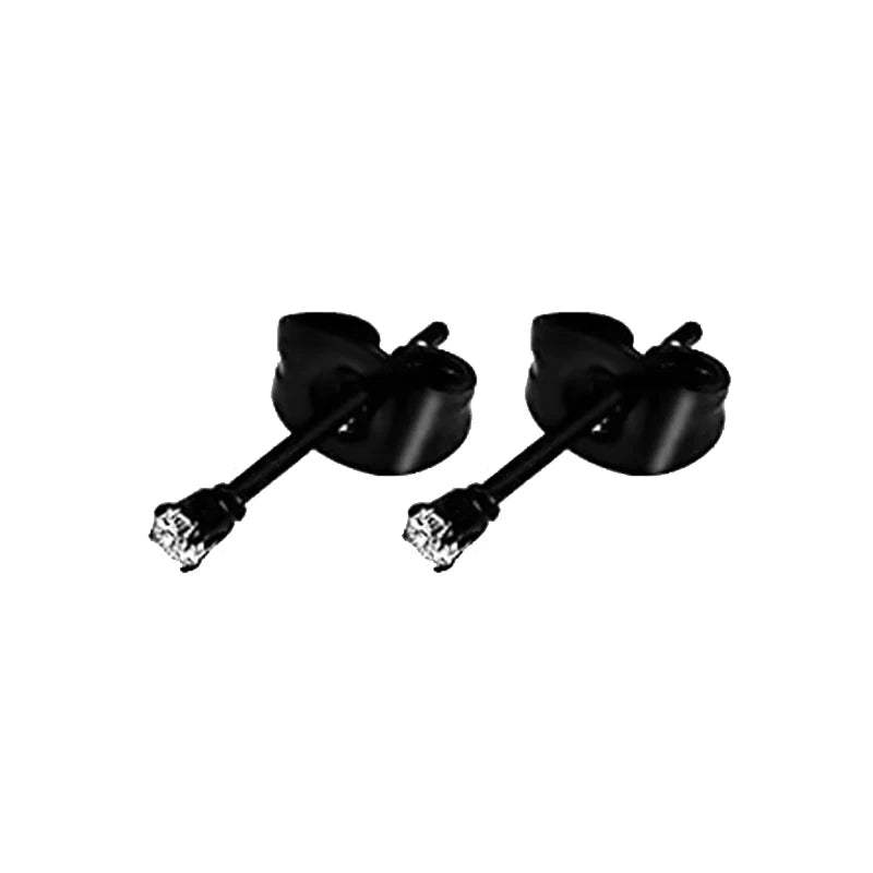 11 Pairs Punk Stainless Steel Stud Earrings Black Earrings Set For Men Women Vintage Hip Hop Piercing Ear Jewelry Accessories