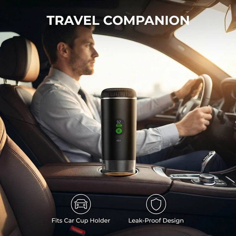 Machine à Café Portable, Machine à Expresso 3-en-1 pour Voyage, 20 bars Mini Cafetière Compatible avec le Café Moulu et les Capsules