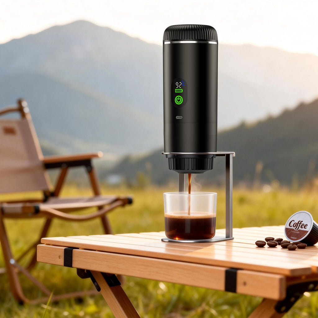 Machine à Café Portable, Machine à Expresso 3-en-1 pour Voyage, 20 bars Mini Cafetière Compatible avec le Café Moulu et les Capsules