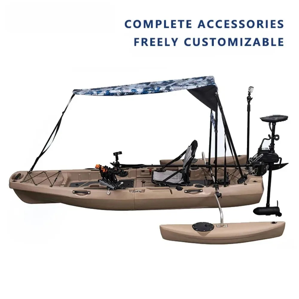 Modular Kayak LLDPE Fishing Boat Motorized Canoe Seat Paddle Rotomolded Portable Take Apart Raft Angling Drift Engine Water Gear