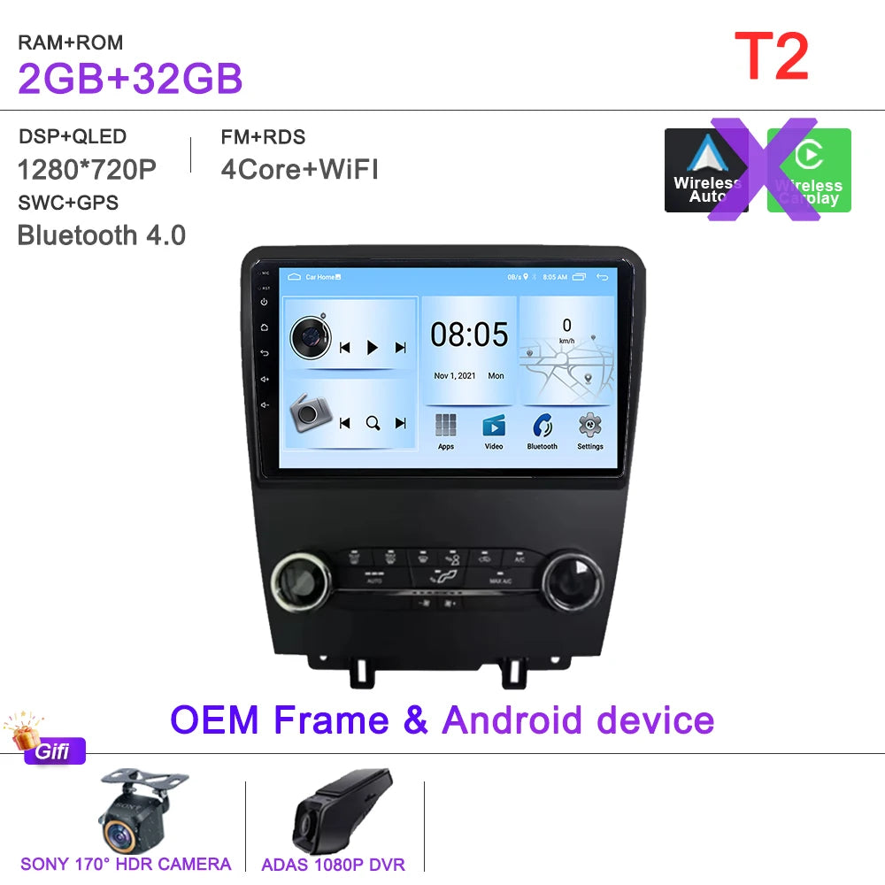 Android 16 Car For Ford Mustang 2010-2014 Multimedia Player Stereo Car Radio Autoradio GPS WIFI Carplay Touch Screen Head Unit