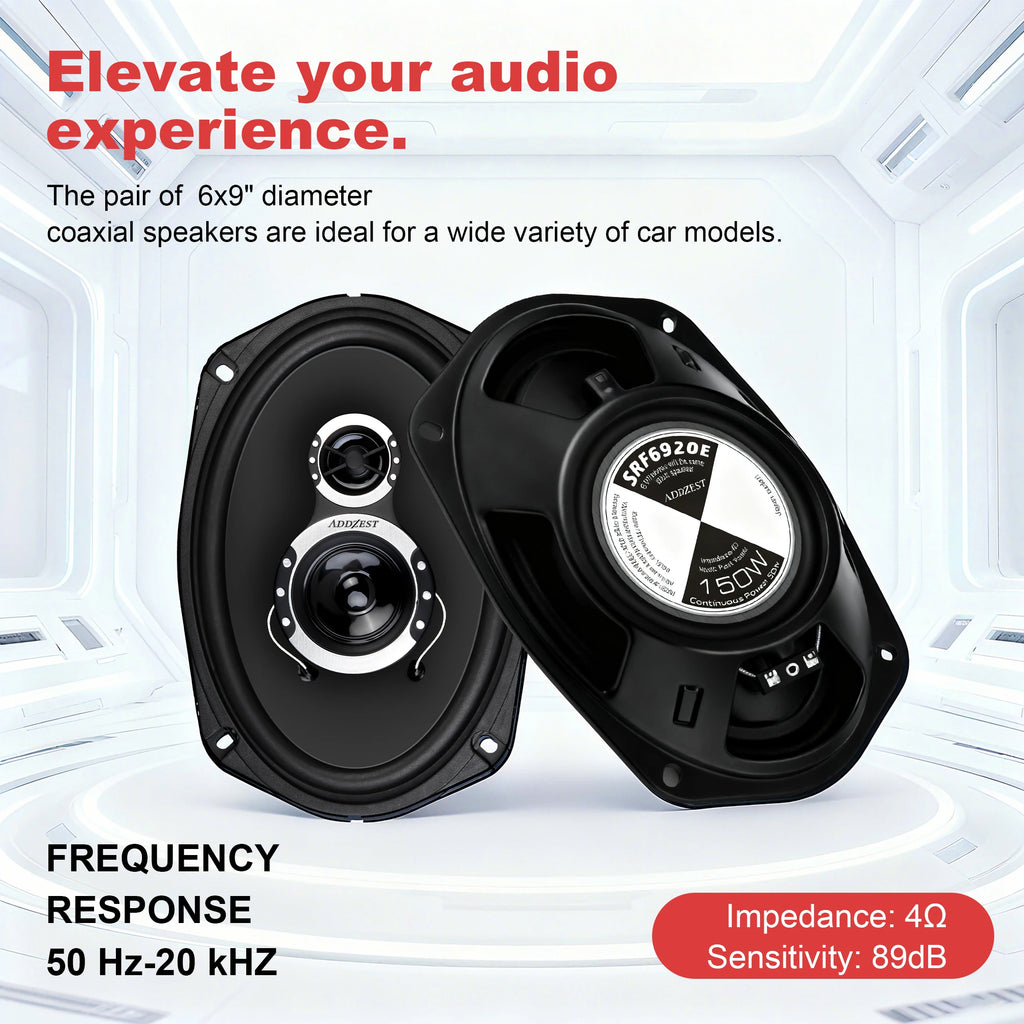 2PCS 6*9" Car Coaxial Speakers with 150W Max Power, PEI Tweeter Hybrid Surround, Car Door Speakers, Great Stock Replacement
