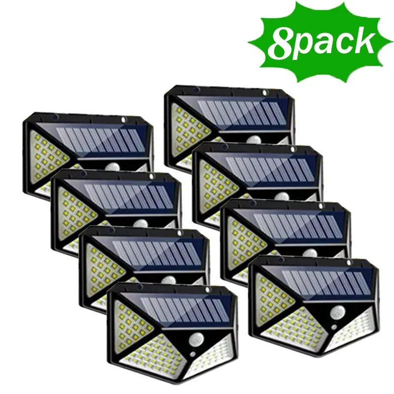 12Pack 100 LED Solar Wall Lamp With 3 Modes Security Motion Sensor Outdoor Waterproof Solar Lights for Yard Garage Deck Garden