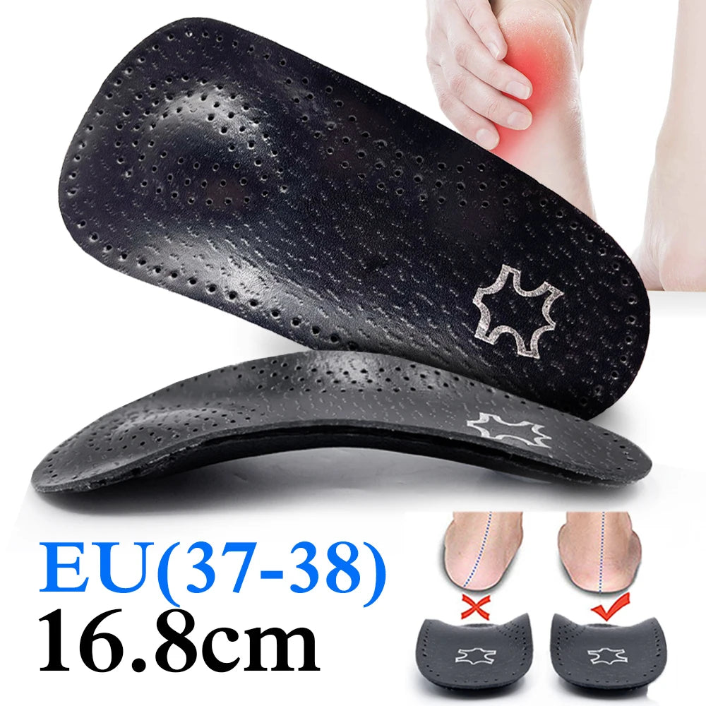 EiD New Arch Support 25mm Orthotic insole Black Leather orthotics Insoles for Flat Foot O/X Leg Corrected Shoe Sole insert pads