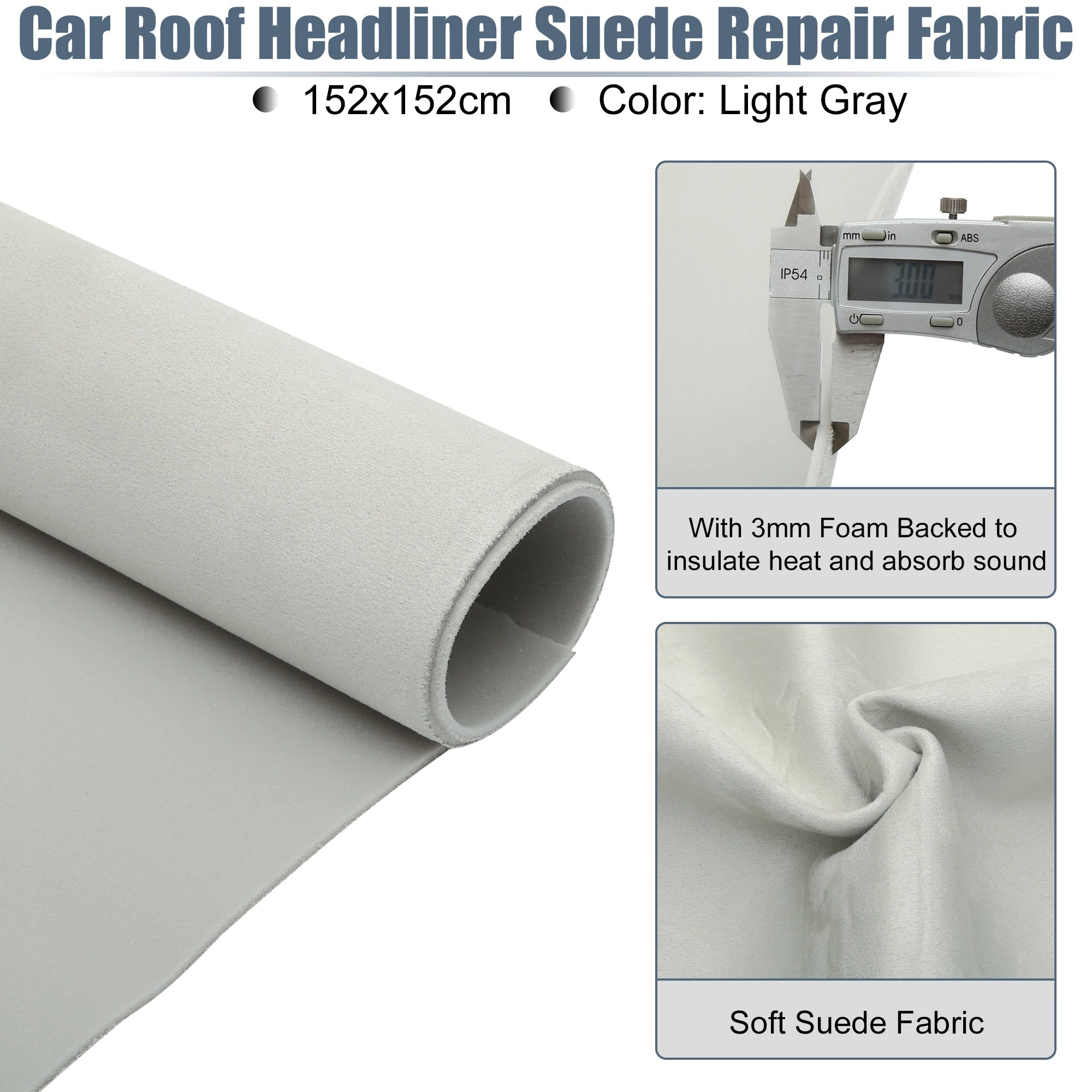 UXCELL Suede Headliner Fabric Foam Backed for Car Truck Interior Trim Protect Aging Broken Faded DIY Replacement 200x152cm