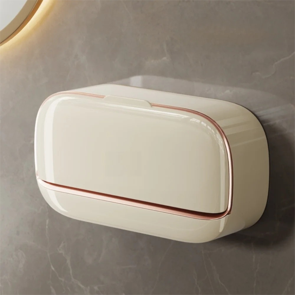 Wall Mounted Soap Dish With Drainage Box Waterproof Punch-Free Bathroom Drain Soap Box Soap Storage Case Bathroom Accessories
