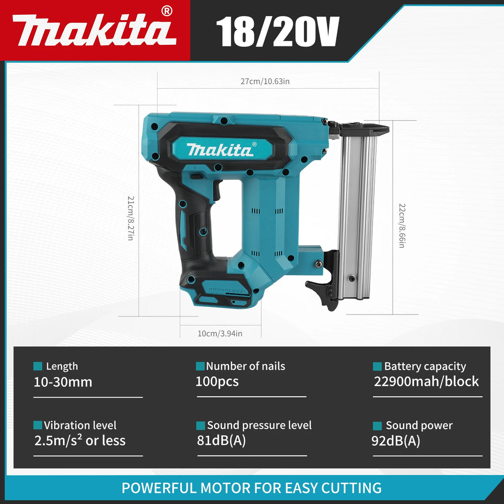Makita Electric Brushless Nail Gun Fixed Frame Nailing Machine 18V Lithium Battery Pneumatic Woodworking tray finish