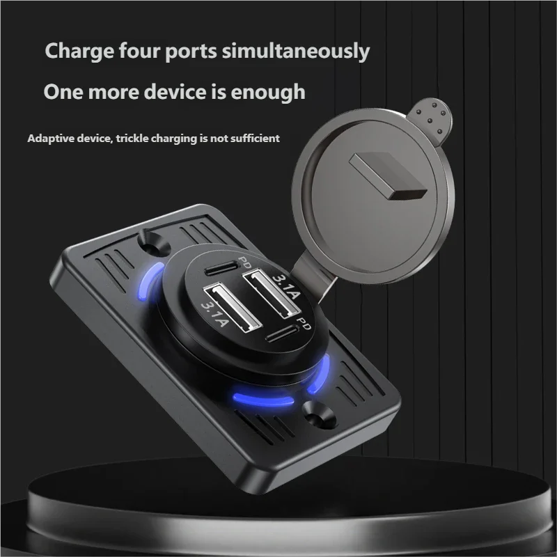 12V-24V Dual USB QC3.0 PD 3.1A/2.1A Car Charger Socket Quick Charge with Sliding Cap Outlet Panel Adapter for Truck Camper RV