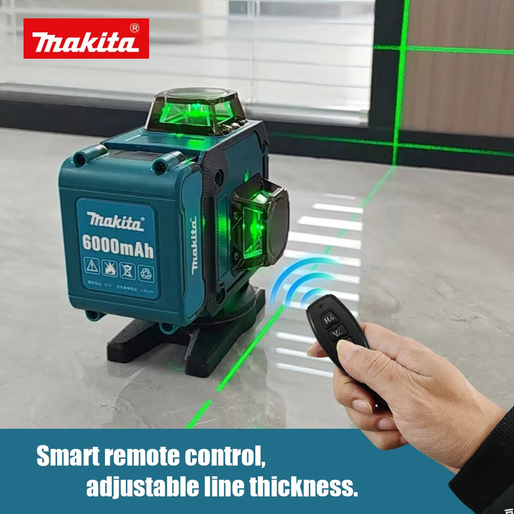 Makita Digital Laser Level 360-Degree X4 16-Line Self-Levelling Outdoor Vertical Cross-Line Tool for Precision Measurement