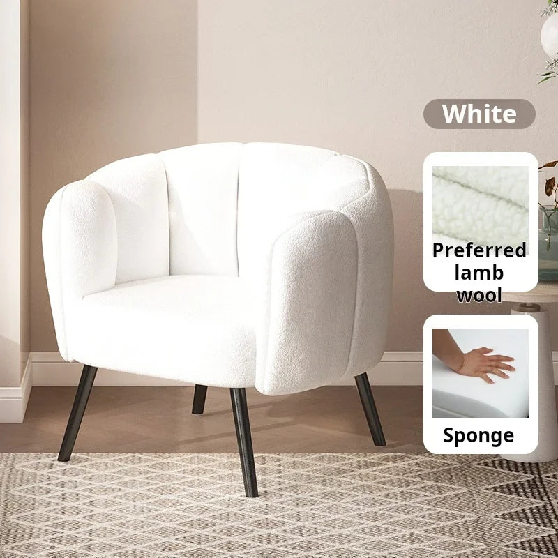 Nordic Lamb wool Single sofa chair relax armchair bubble Design waiting Makeup manicure dressing chair Living room furniture
