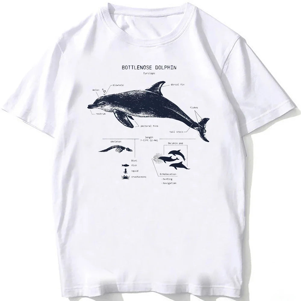 Whale Shark Anatomy Biology T-shirt Unisex Women Hip Hop Casual T Shirts Women Beach Diving White Tshirt Vintage women Tees