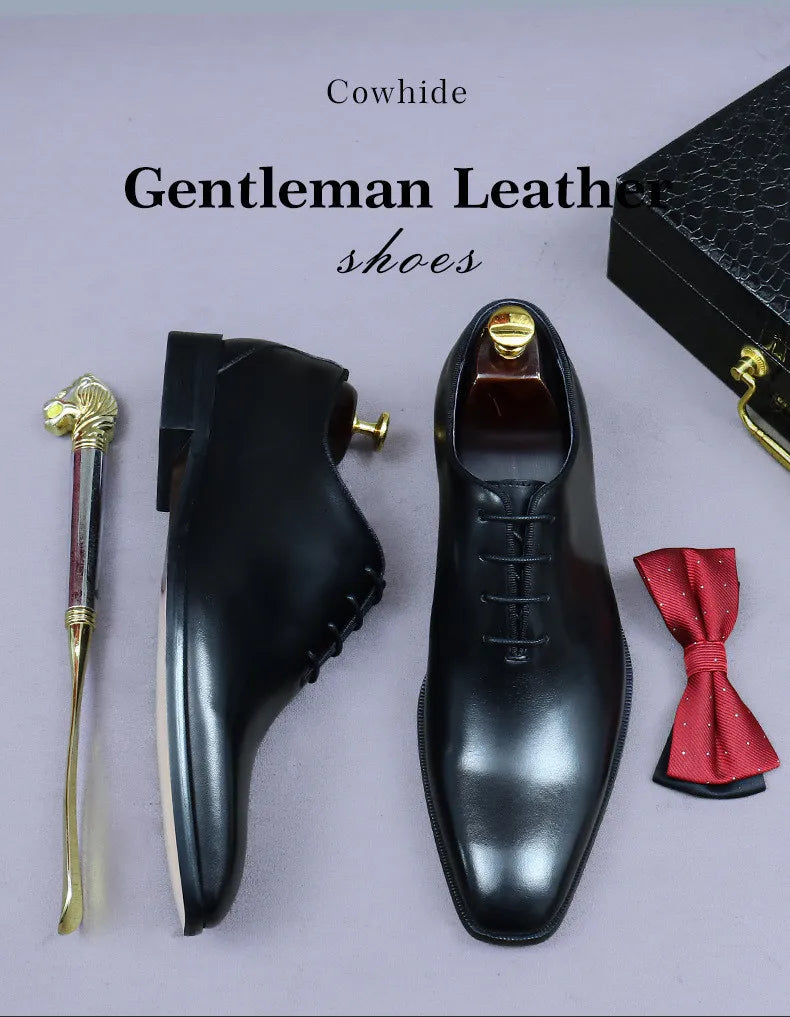 Whole Cut Men's Oxford Shoes Genuine Leather Handmade Quality Comfortable Elegant Black Wedding Social Formal Shoes Man
