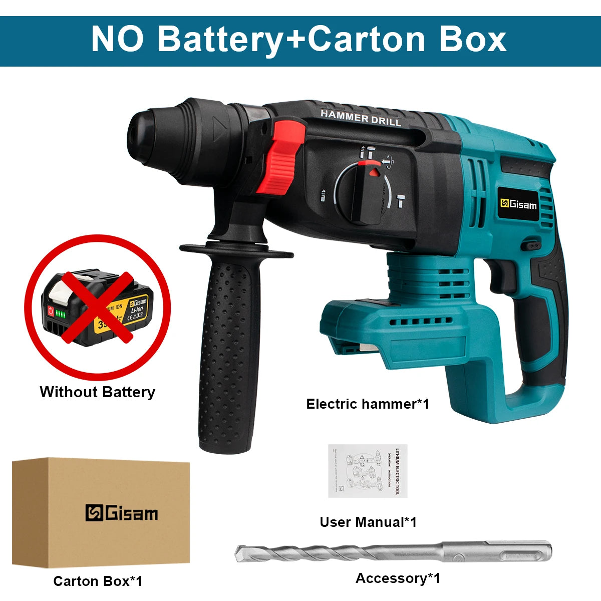 Marteau perforateur électrique sans balais 26 mm, marteau rotatif multifonctionnel, marteau à percussion sans fil, outils électriques pour batterie Makita 18 V à broche.