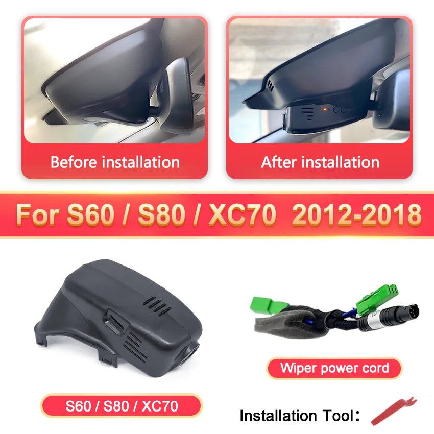HD 4K 2160P Dash Cam Camera Car DVR Video Recorder For VOLVO XC40 XC60 XC70 XC90 V40 V60 V90 S60 S90 S80 S80L C40 for Polestar 2