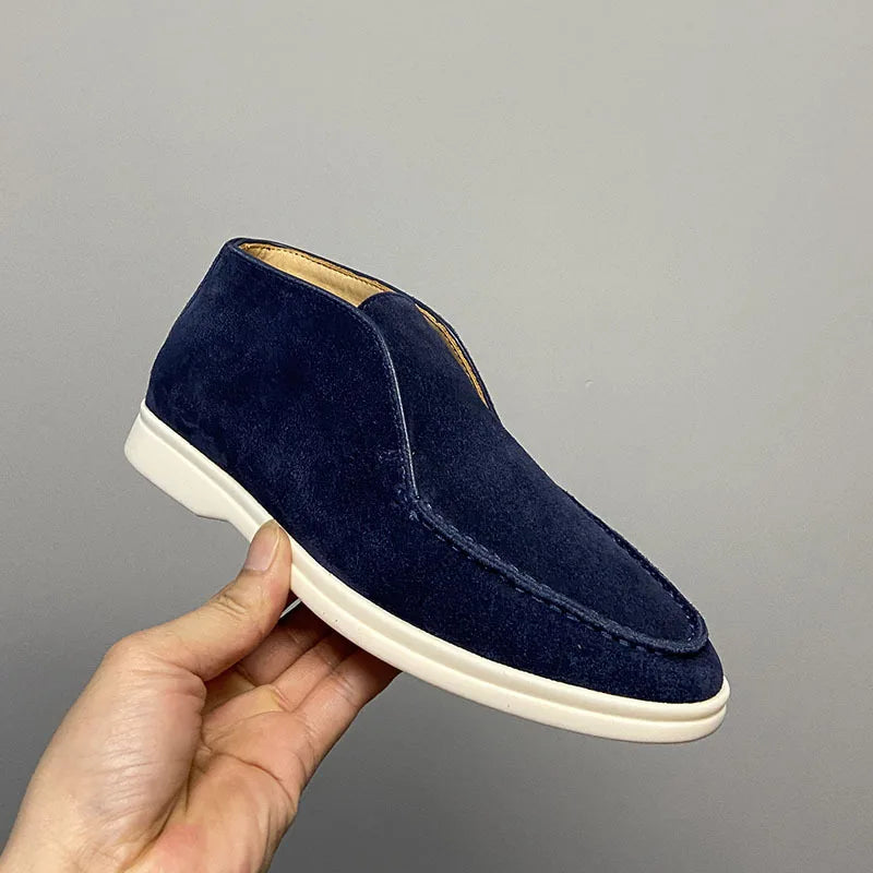 Large Size 44-47 High Top Loafers Shoes for Women, One Foot Retro Flat and Ankle Boots, Couple's Casual Shoes
