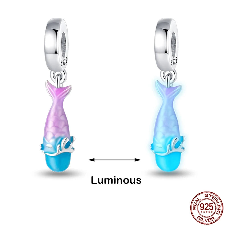 Hot Sale 925 Silver Glow in the dark Firefly Honeybee Star Charms Beads Fit Qikaola 925 Original Bracelets Fine DIY Jewelry Gift