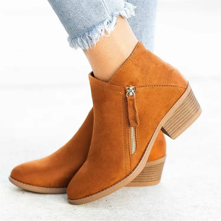 Women Booties 2025 Autumn Suede chelsea Boots Women Fashion Size 43 Platform Boots Side Zipper Heeled Ankle Boots Botas De Mujer