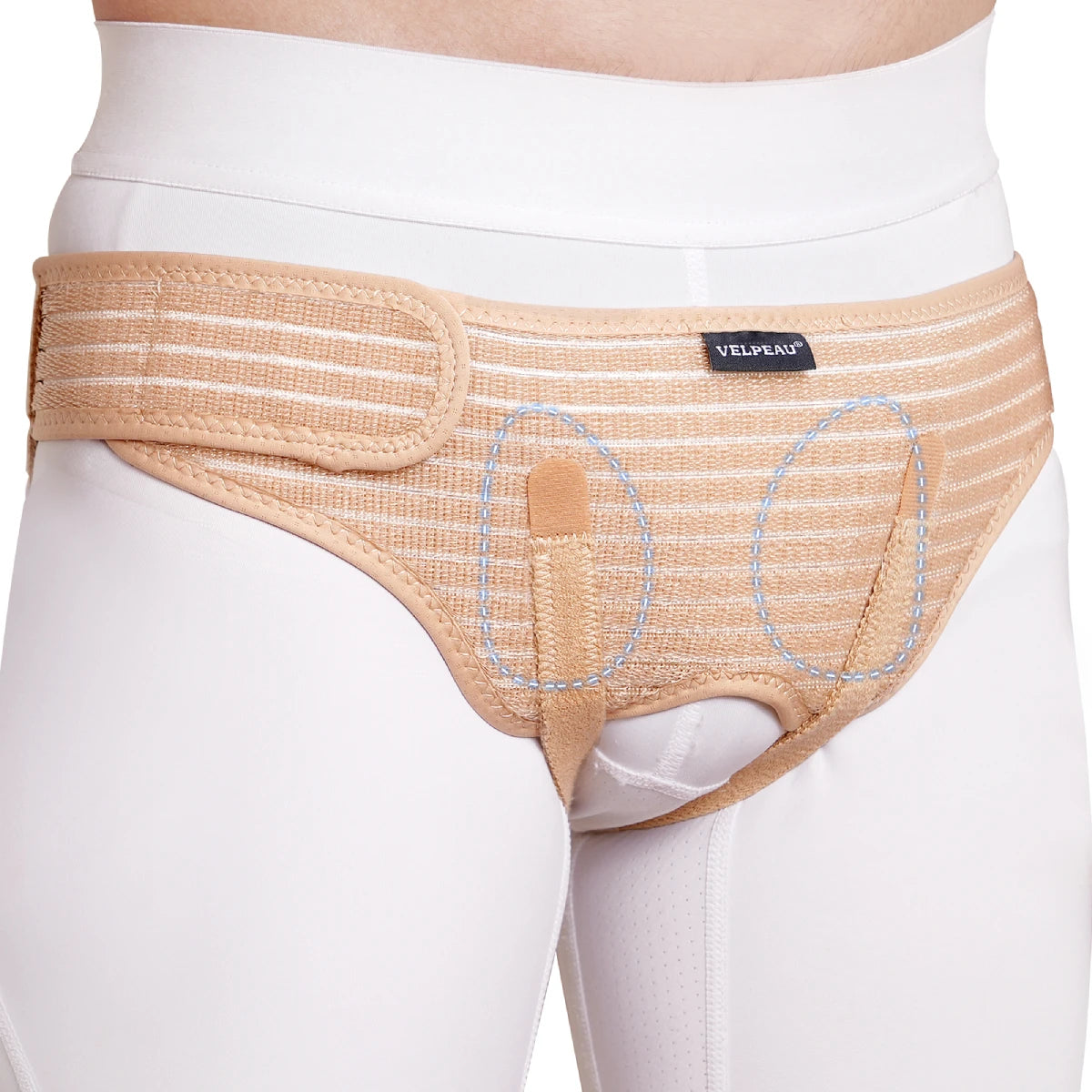 VELPEAU Hernia Belt for Single/Double Inguinal and Groin Hernia Pain Relief, Hernia Support Truss with 4 Compression Pads