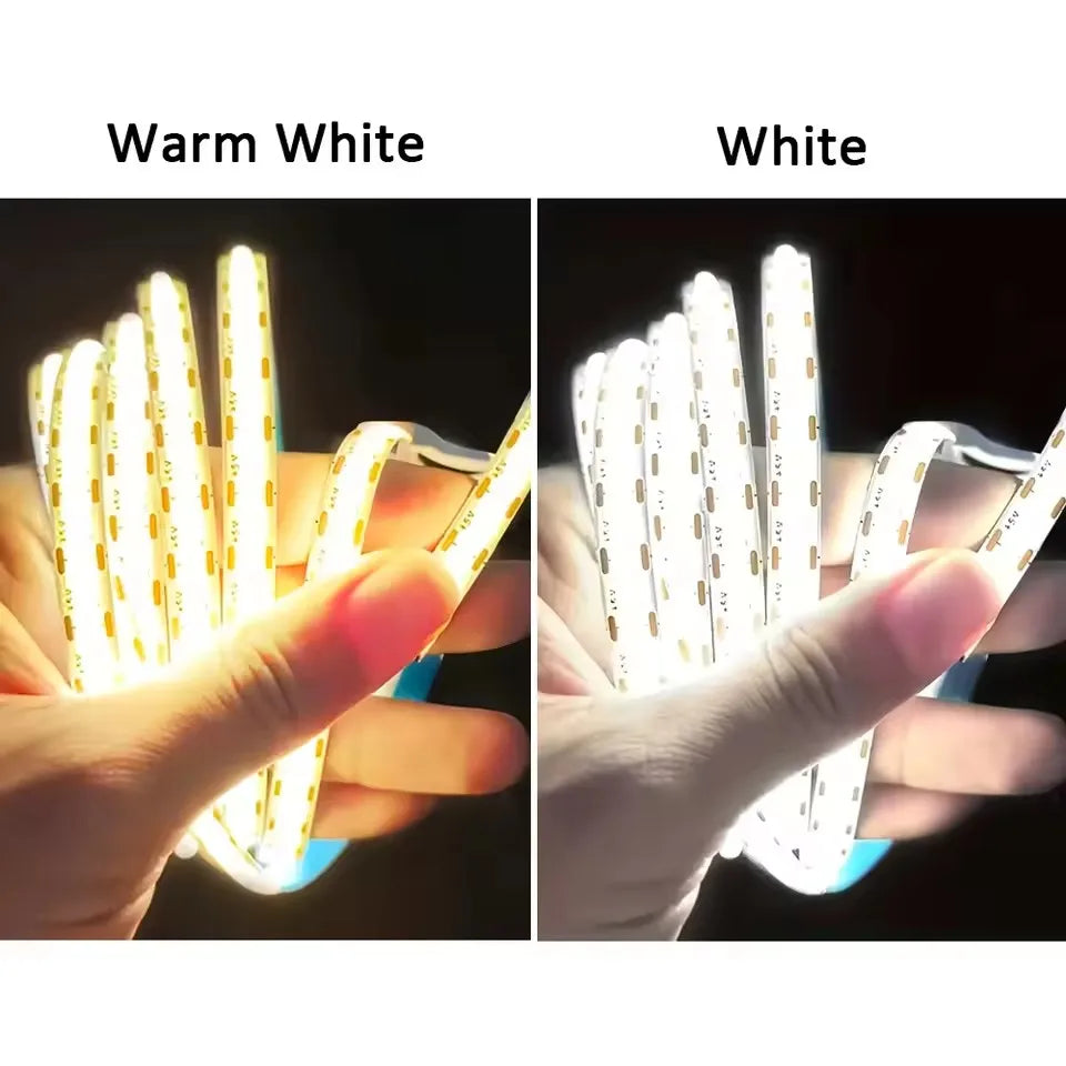 COB LED Strip Light 5V 320LEDs/m PIR Motion Sensor Flexible Self-adhesive Tape Battery Powered for Cabinet Kitchen Lighting