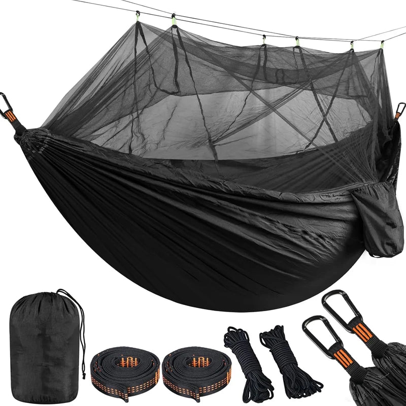 Lightweight Camping hammock with mosquito net Comfortable for Outdoor  Durable breathable 210T parachute nylon material Hammocks