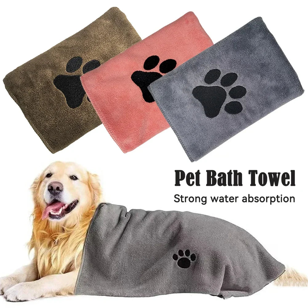 50*100cm Microfiber Pet Bath Towel Embroidered Super Soft Absorbent Cat for Dogs Grooming Supplies