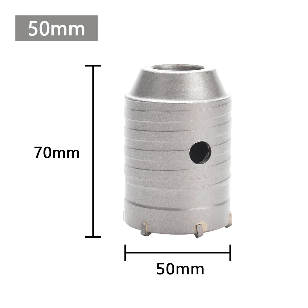 30-100mm Concrete Wall Hole Saw, SDS Plus Shank Impact Drill Bit, Suitable for Drilling Concrete, Brick, Stone and Walls