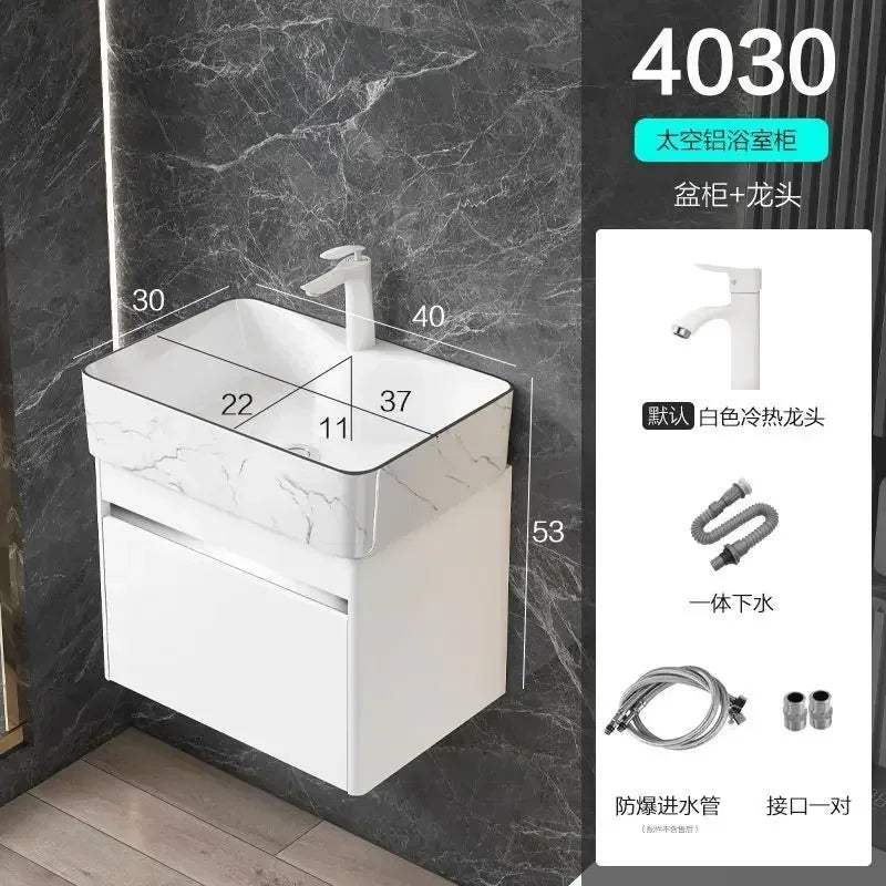 Compact Mini Bathroom Cabinet Minimalist Storage Ceramic Integrated Bathroom Vanity Cabinet Modern Archivadores Trendy Furniture