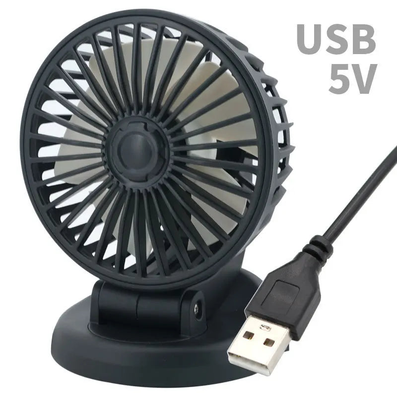 Lenovo Ventilateur de voiture 360° réglable à 3 têtes Ventilateur électrique automobile Ventilateur USB/12V/24V Ventilateur de voiture silencieux à 2 vitesses pour la maison et le bureau