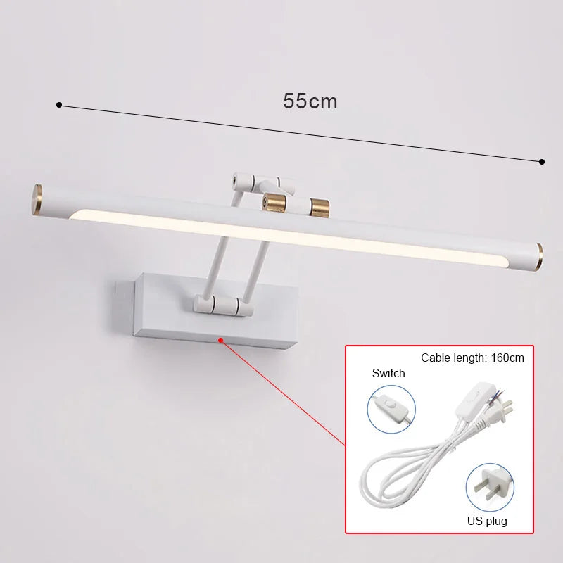 Mirror Light LED Wall Lamp Modern Bathroom Wall Light 43cm 58cm AC85 - 265V Indoor Lighting Bedroom Wall Sconces Light Fixtures