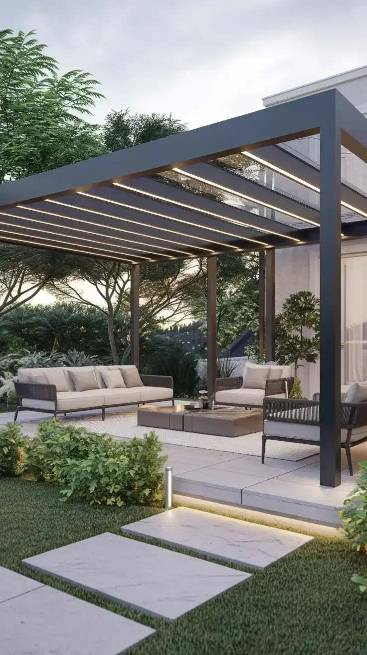 Modern Outdoor Waterproof Aluminum Louvered Sunroof Pergola Sun Shade Frame Electric Pergola Louvered Roof Aluminium Canopy