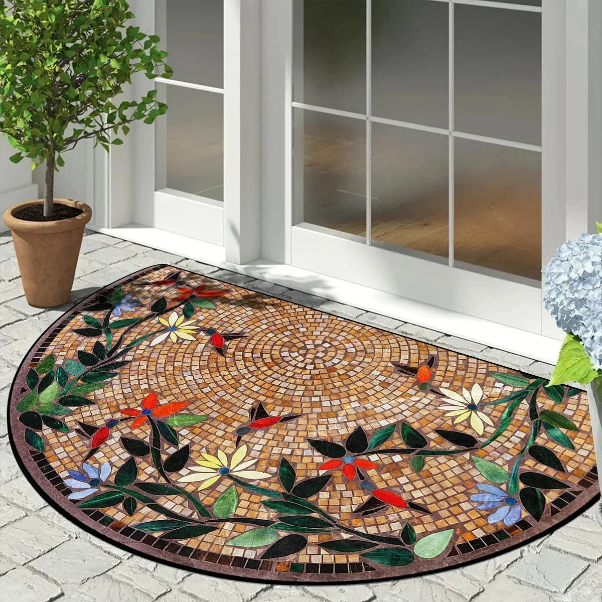 Entrance Carpet Home Door Entry Mat Outdoor Garden Decorative Carpets Luxury Welcome DoorMats Semi-circular Rug Tapete De Entra