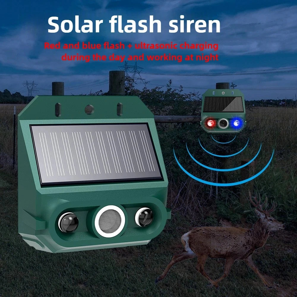 Solar Powered Ultrasonic Animal Repeller For Mice Rats Snakes Dogs Wild Animals Outdoor Strobe Flash