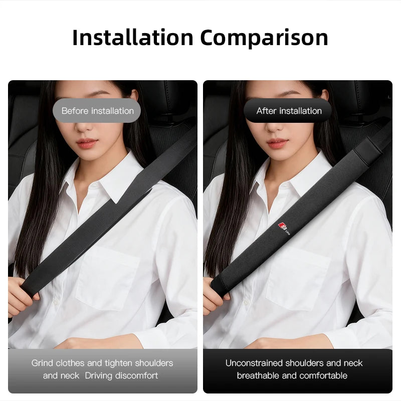 1Pcs Car Seat Belt Cover Shoulder Mat Suede Cushion For Audi Sline A3 A4 A5 A6 A7 A1 A2 A8 Q1 Q2 Q3 Q4 Q5 Q6 Q7 Q8 TT RS3 S5 B8
