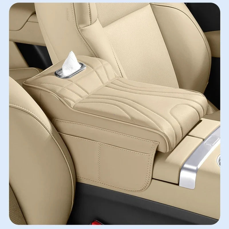 For jaecoo j7 JETOUR T2 Haval H9 2rd 2024 2025 Car Armrest Box Height Increase Pad with Storage Bag Car Leather Protective Cover
