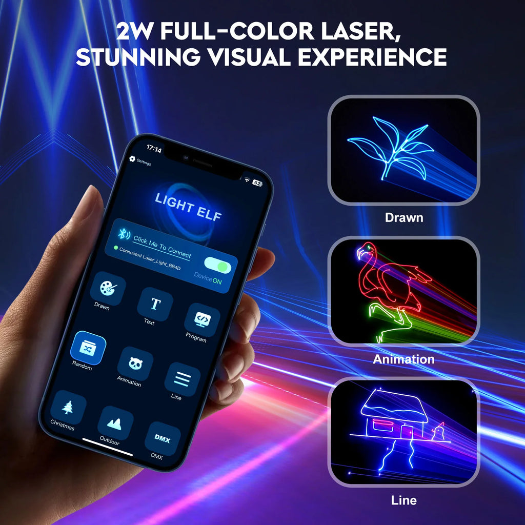 Somspot Full Color Laser Lights 3D Animation Laser Machine RGB Pattern Effect Lighting Projector for Wedding Party DJ Disco Club