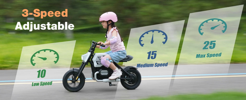 RCB R9 Motorbike electric kids motor, motor W IP54, 24V 5.2Ah, 12-15km, 3-speed, 12-inch tyre, Bluetooth music, as early as 4 years