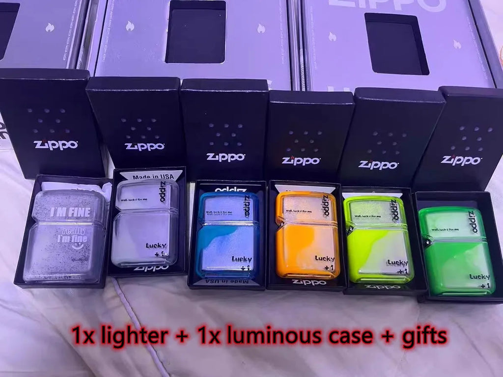 Zippo Creative Luminous Flowing Sand Oil Lighter combination, Shell Fuel Lighter unisex Windproof Collection in box