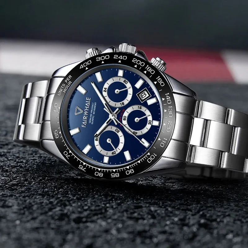 Fashion Men's Sport Quartz Watch | Luminous Chronograph 3-Eye Business Relogio Masculino | Waterproof Casual Wristwatch