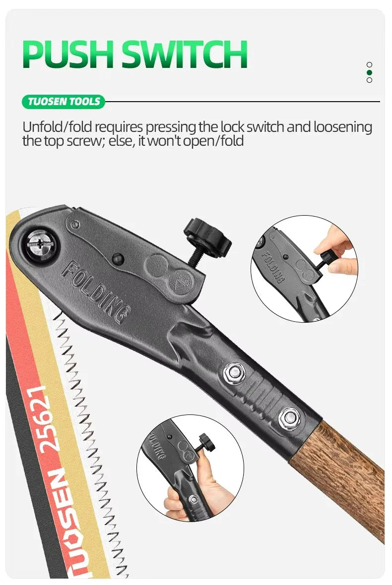 long saw for trimming trees Folding woodworking hand saw carbon steel sharp outdoor trimming tool wooden handle